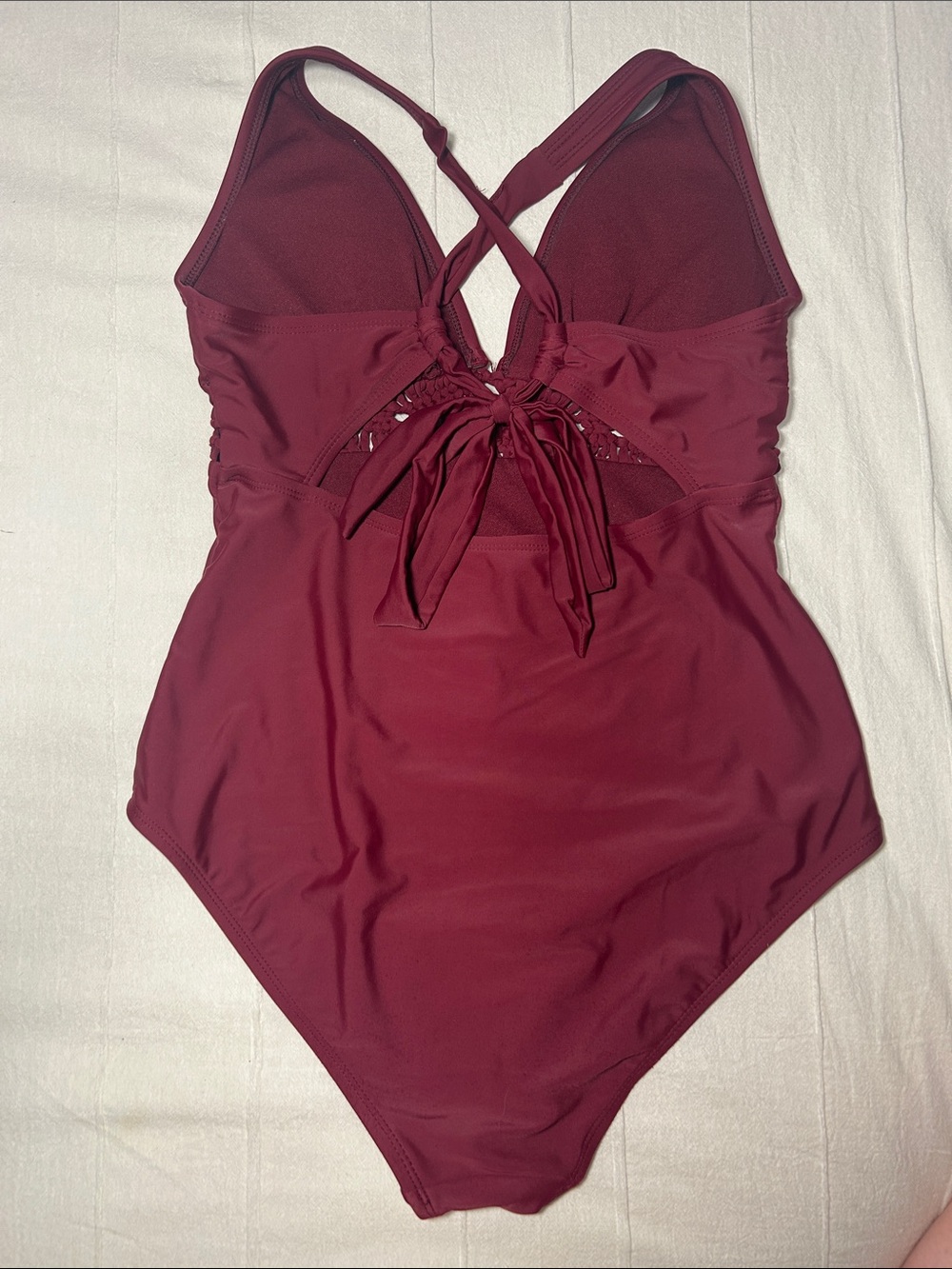Kona Sol Target Burgundy Macrame Crochet One Piece Swimsuit Size M - Picture 3 of 5